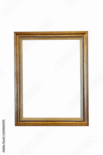 Wooden old painting frame, gold-plated paint