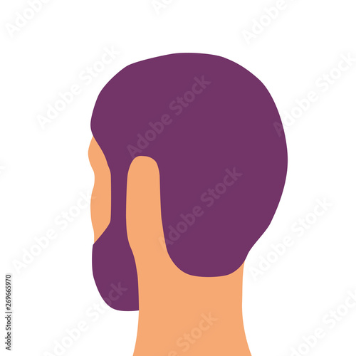 Colored male head silhouette. Face back view. Bearded man for avatar icon.