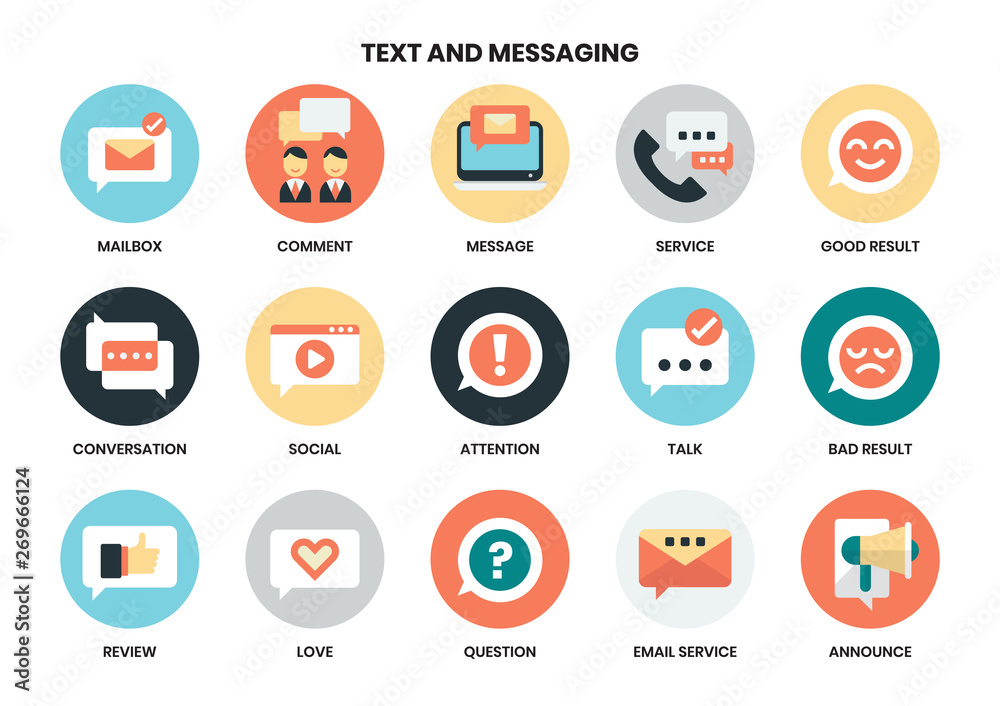 Text icons set for business, marketing, management Text icons set for business, marketing, management