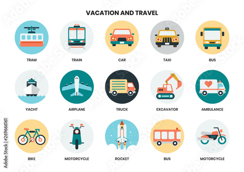 Vacation icons set for business, marketing, management