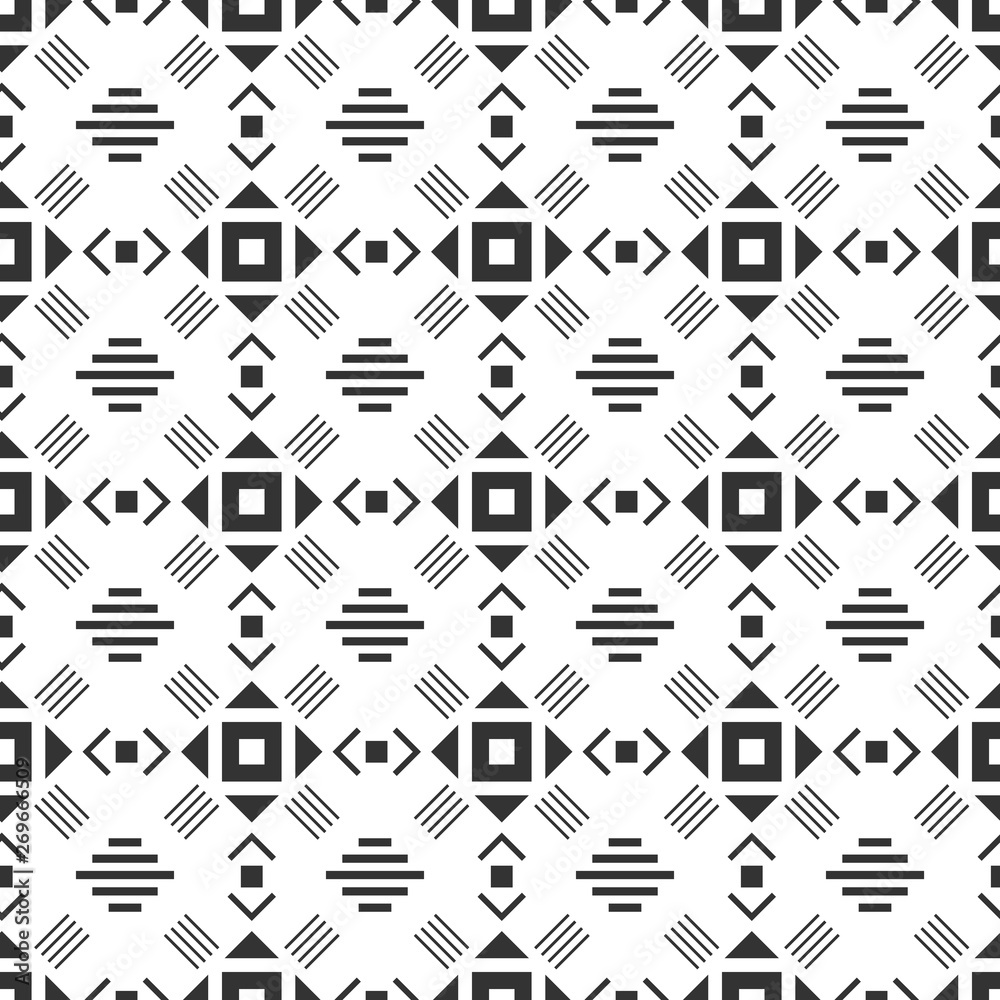 Black and white seamless pattern. Aztec abstract geometric background. Ethnic hipster style.