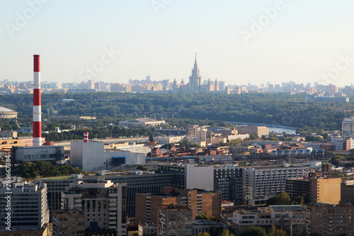 Main building of Moscow State University, view from Hotel Ukraina 