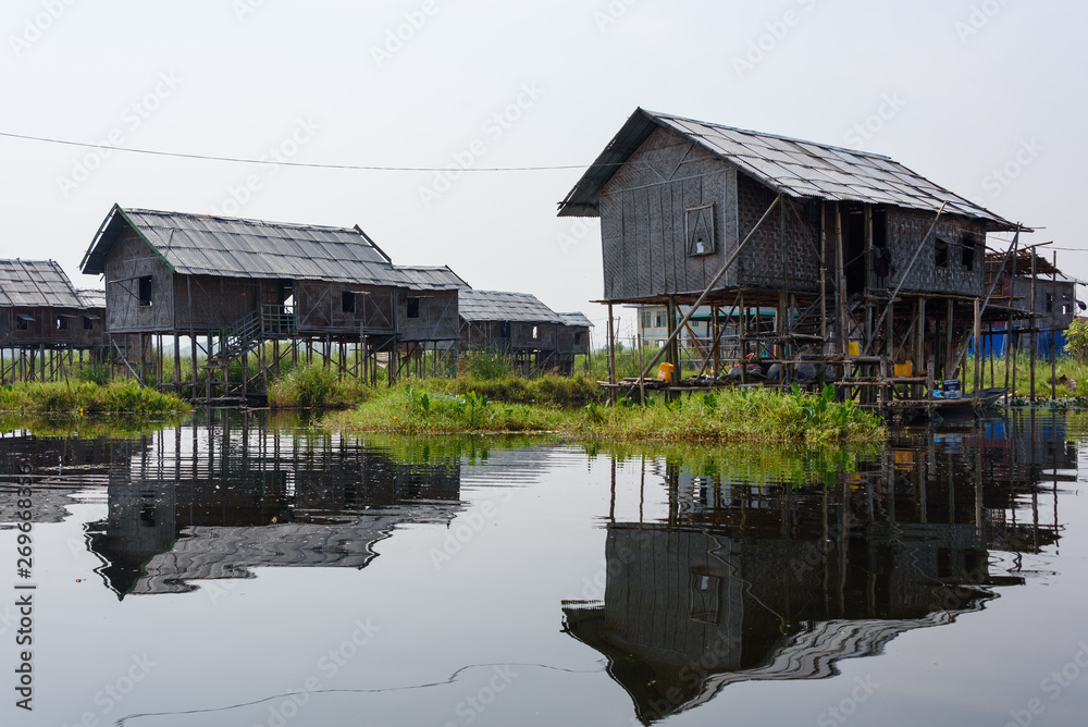 Houses at floating village around Inle Lake, Shan State, Myanmar Houses at floating village around Inle Lake, Shan State, Myanmar