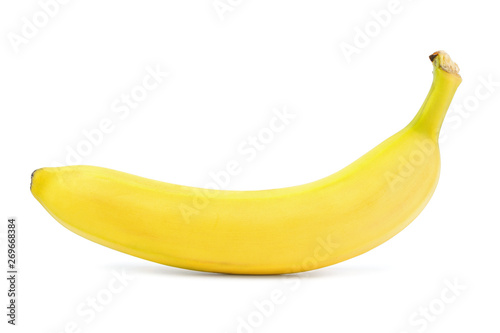One yellow banana isolated on a white background