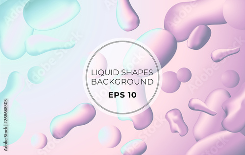 Vector abstract liquid flow background. Fluid gradient 3d shapes composition. Futuristic design poster, landing page, illustration.