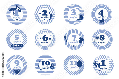 Monthly baby stickers for newborn. 