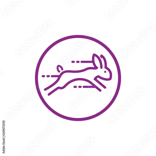 VECTOR RABBIT ICON RUN FASTER LINEART