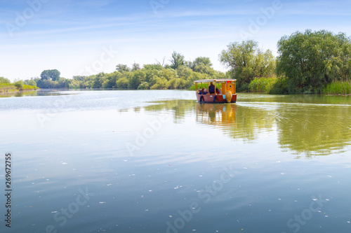 Group of tourists on the Danube Delta trip