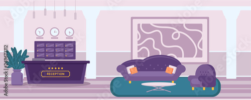 Hotel reception flat vector illustration