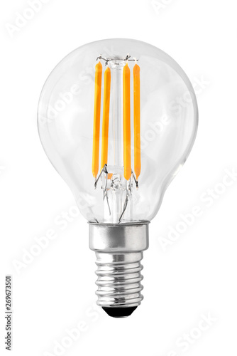 LED filament bulb isolated E14 P45 type