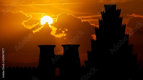 Tower of Babel at Sunset, the Legendary Building in Babylon. Religion Concept photo