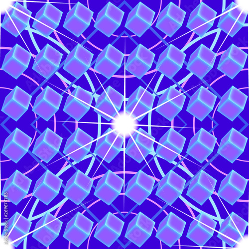 Abstract seamless pattern of many purple cubes EPS10