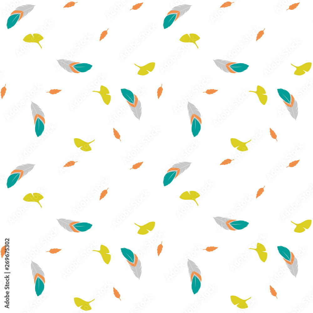 fallen leaves and feather seamless pattern fallen leaves and feather seamless pattern