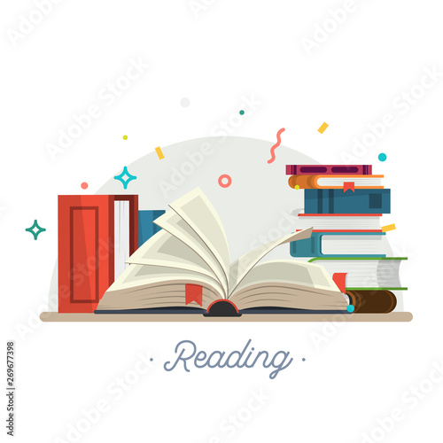 Set of book icons in flat design style. Vector illustration.