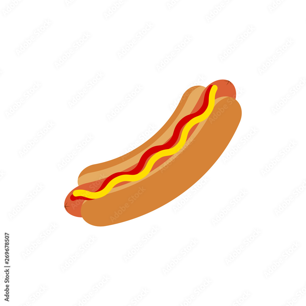 Hotdog vector icon. Hot dog flat vector icon Hotdog vector icon. Hot dog flat vector icon