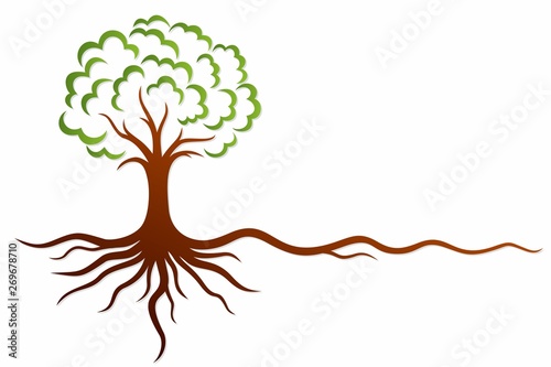 A symbol of the stylized tree with roots.