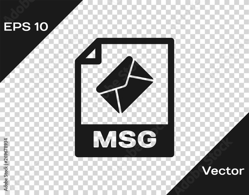 Grey MSG file document icon. Download msg button icon isolated on transparent background. MSG file symbol. Vector Illustration