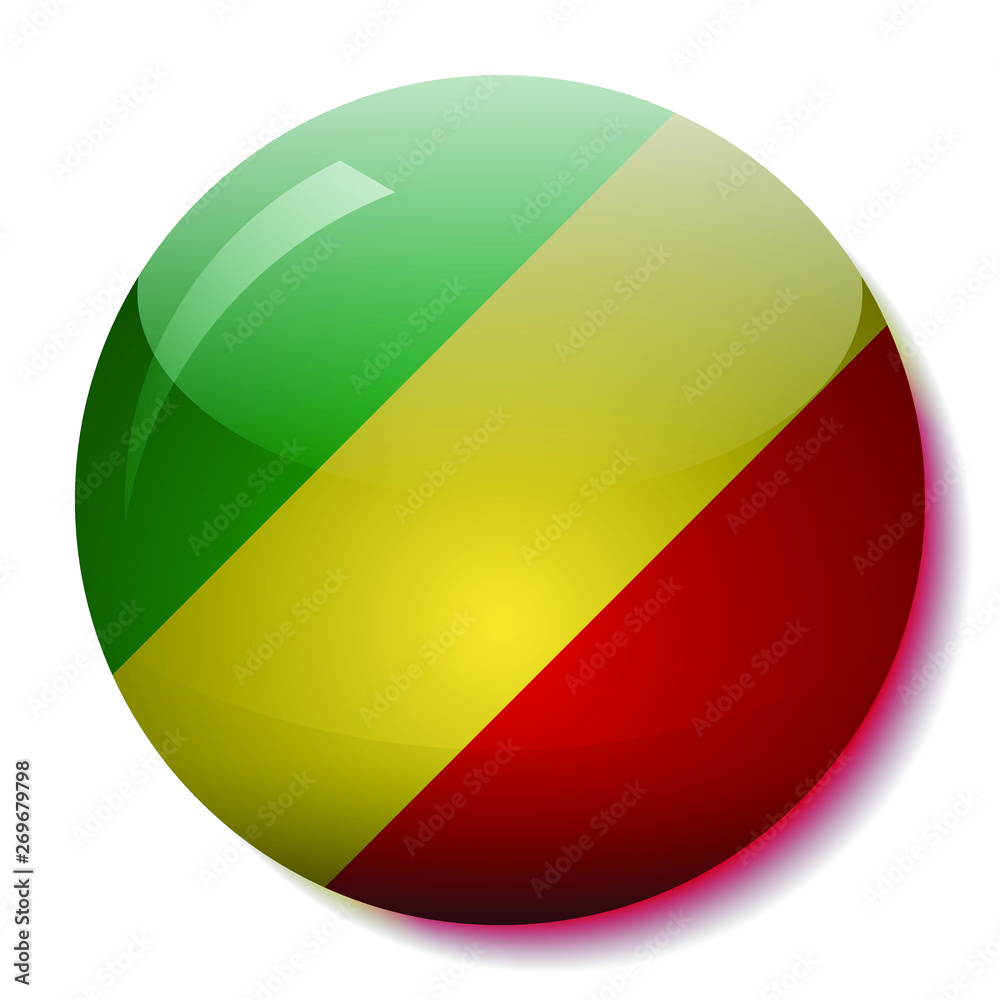 Republic of the Congo flag glass button vector illustration Republic of the Congo flag glass button vector illustration