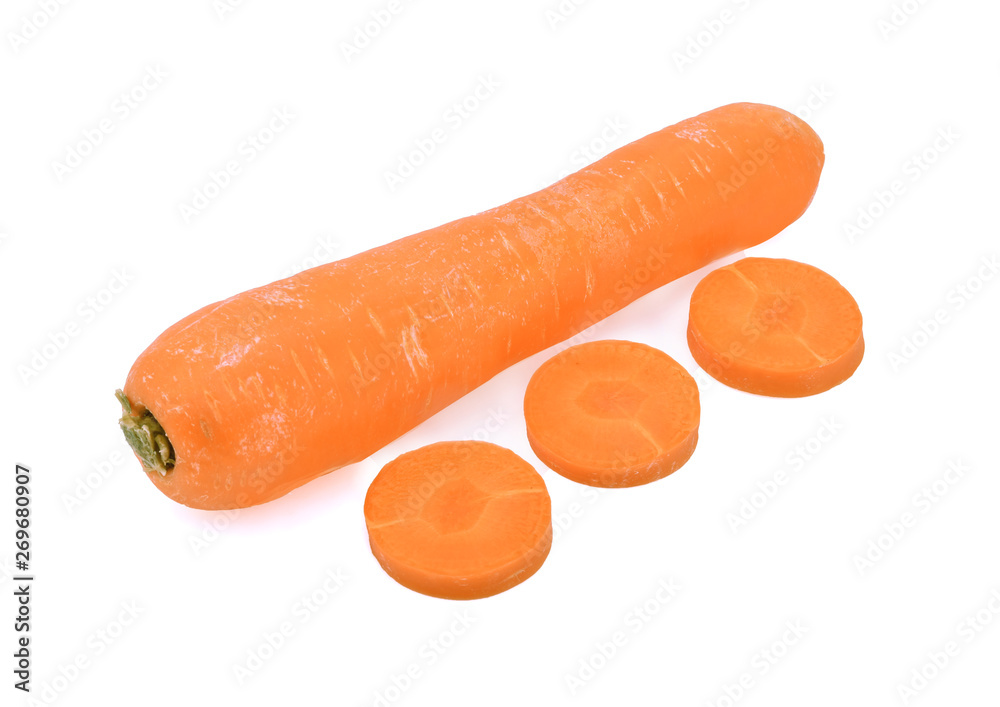 Carrot slices isolated on white background.