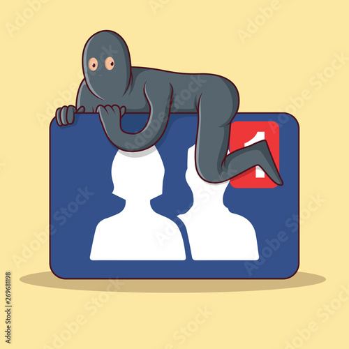 Online Predators vector illustration. Social media, danger design concept 