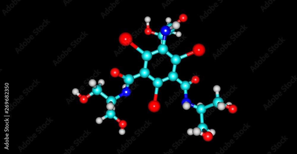 Iopamidol molecular structure isolated on black Iopamidol molecular structure isolated on black
