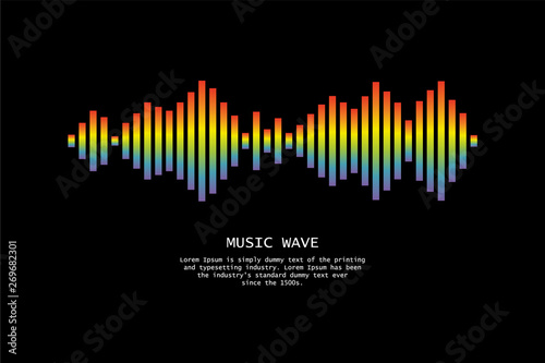 Pulse music player. Audio rainbow wave logo