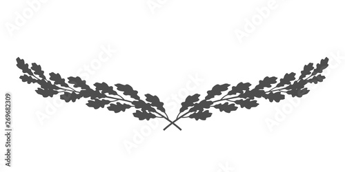 Wide oak wreath icon isolated on white background