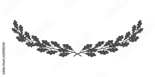 Wide oak wreath vector icon isolated on white background