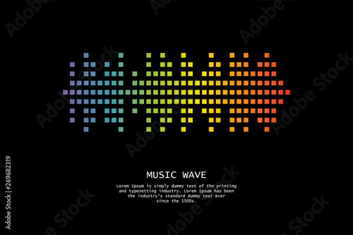 Pulse music player. Audio rainbow wave logo