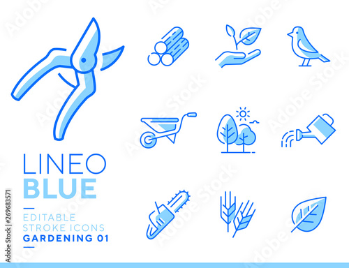 Lineo Blue - Gardening and Seeding line icons