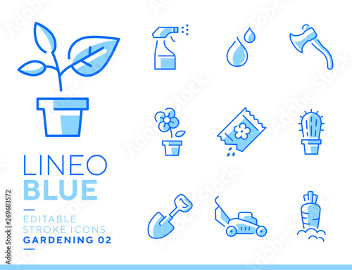 Lineo Blue - Gardening and Seeding line icons