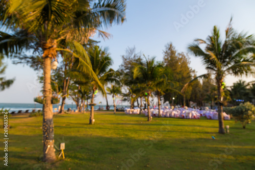 Sea beach with palm tree in resort © themorningglory