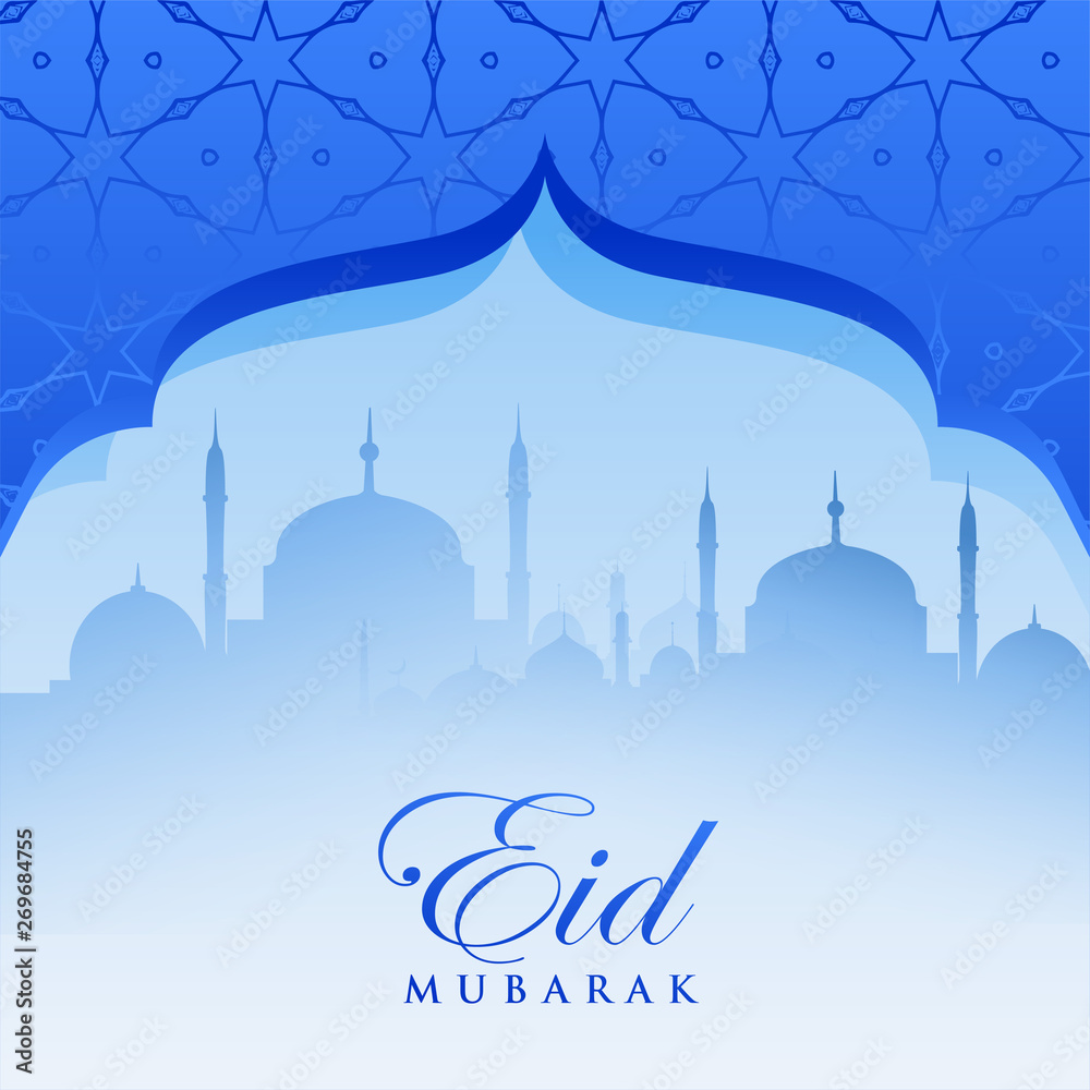 eid festival blue greeting background