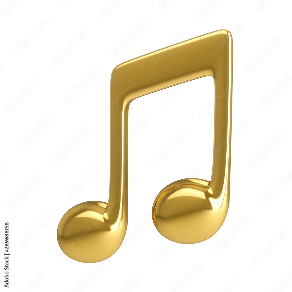 3d Rendering Golden Music Note isolated on white background 3d Rendering Golden Music Note isolated on white background