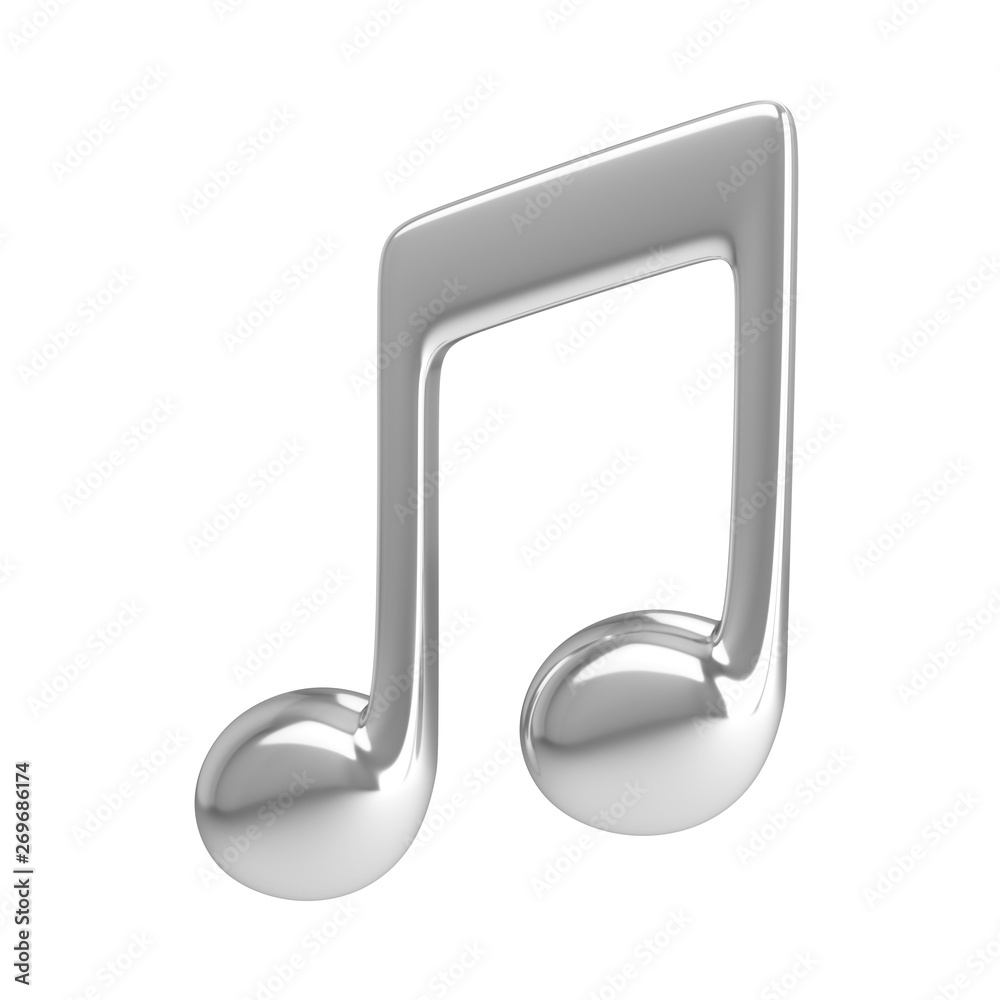 3d Rendering Silver Music Note isolated on white background 3d Rendering Silver Music Note isolated on white background
