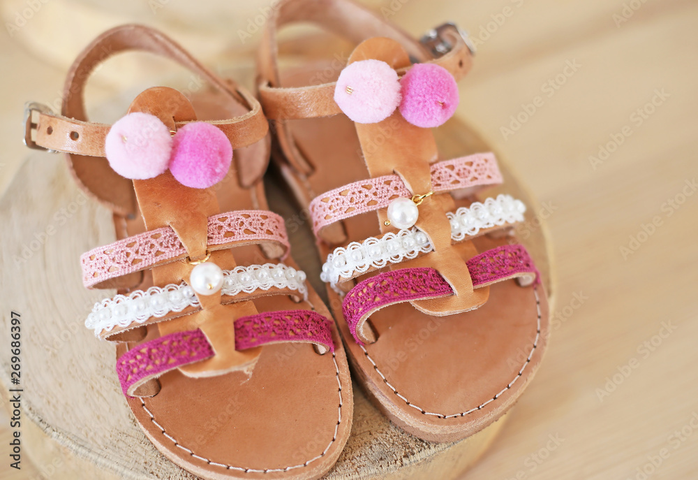 Girls pom pom sandals sales