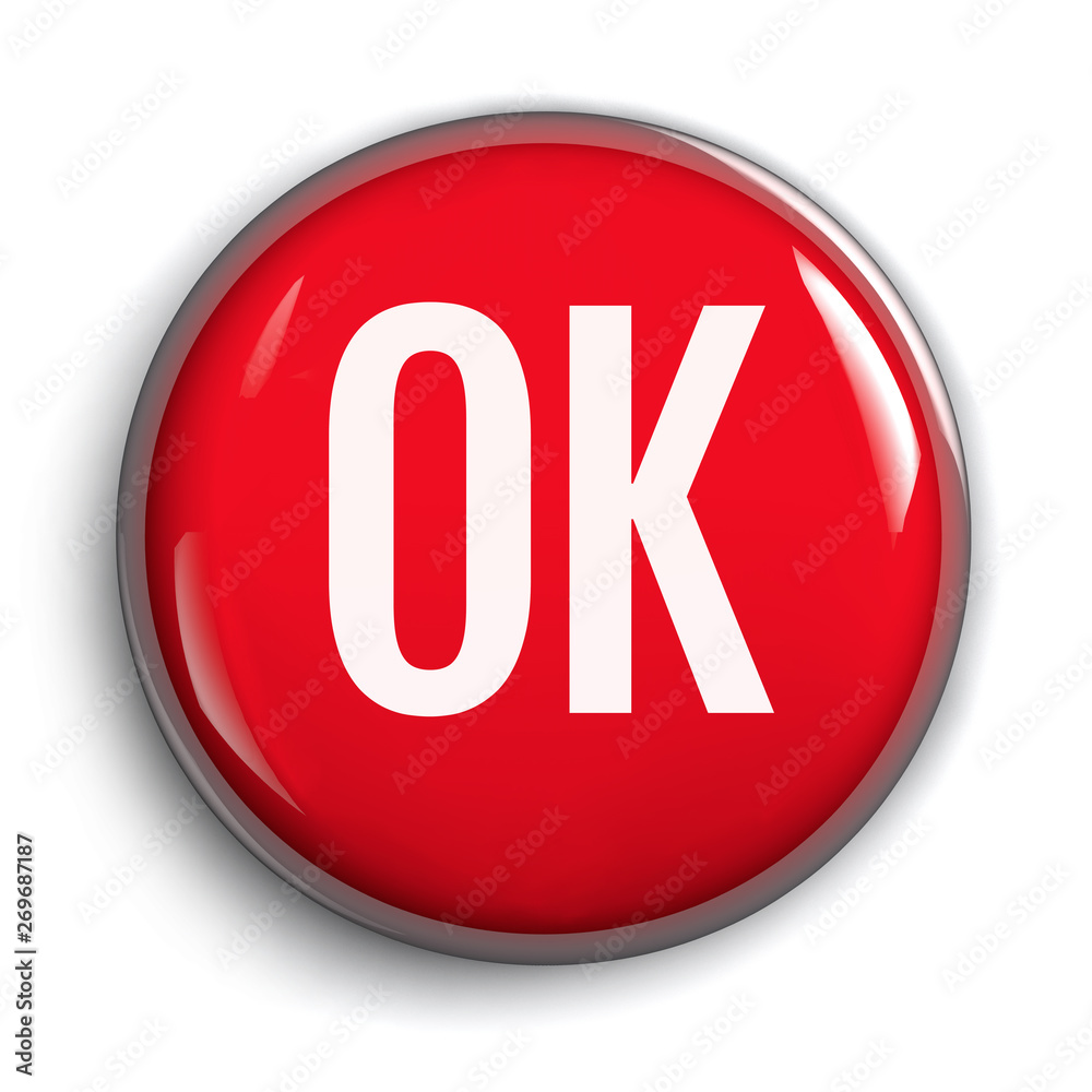 OK Red Round Isolated Button OK Red Round Isolated Button