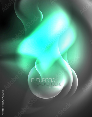 Shiny metallic neon waves vector design