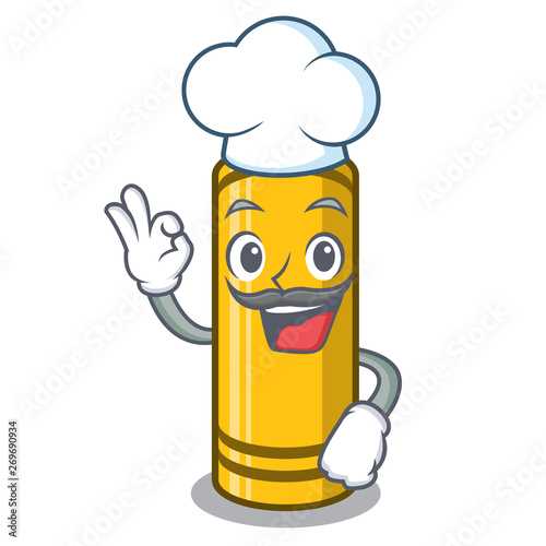 Chef yellow crayon in the cartoon shape