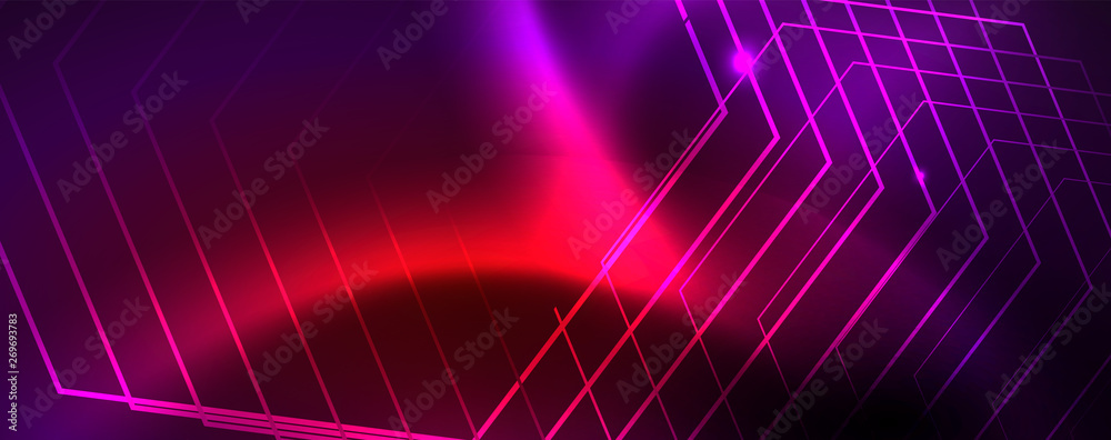 Shiny glowing design background, neon style lines, technology concept, vector Shiny glowing design background, neon style lines, technology concept, vector