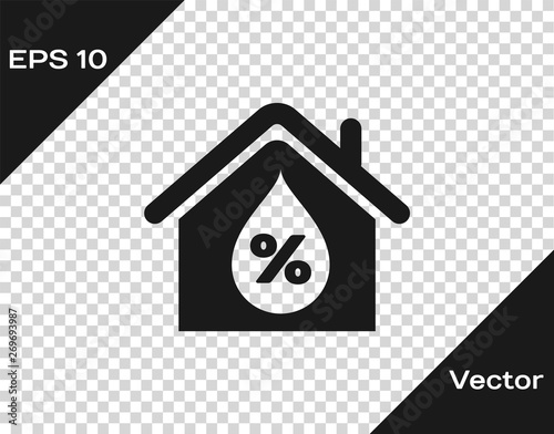 Grey House humidity icon isolated on transparent background. Weather and meteorology, thermometer symbol. Vector Illustration