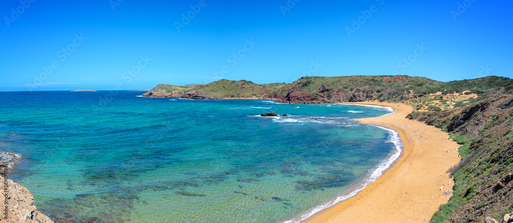 Εκτύπωση καμβά Panorama of Cala Cavalleria beach in Menorca, Balearic islands, Spain