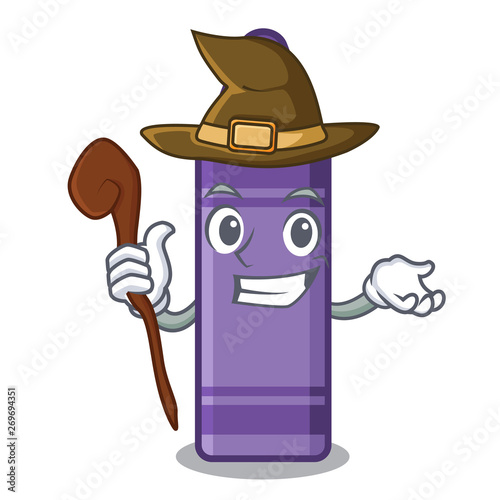 Witch purple crayon isolated with the character