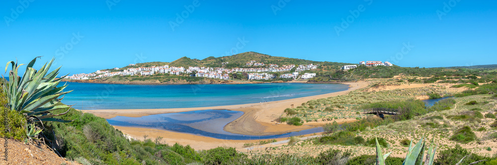 Panorama of Cala Tirant beach in Menorca, Balearic islands, Spain