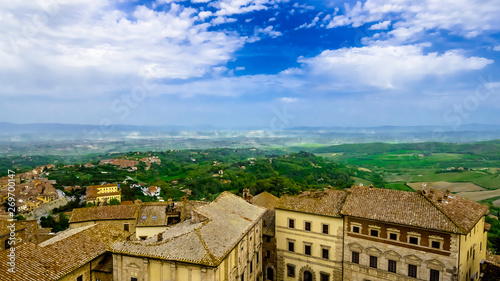View of the roofs of Montepulciano and the surrounding countryside.