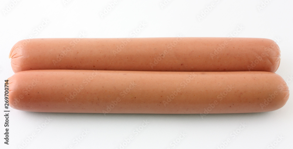 two sausages on white background two sausages on white background