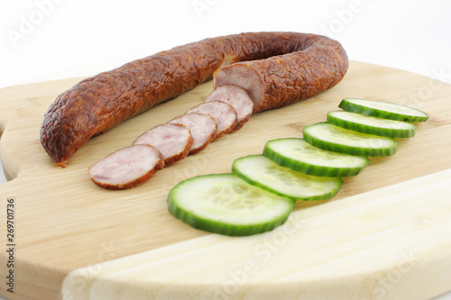 sausage and cucumber slices