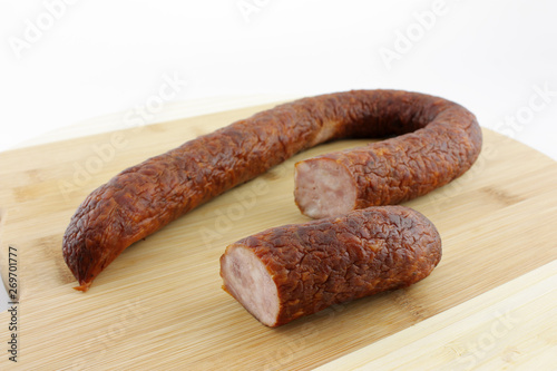 sausage on wooden background