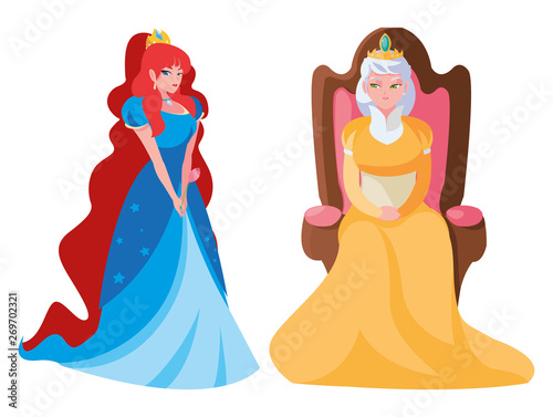 beautiful princess with queen on throne of tales character