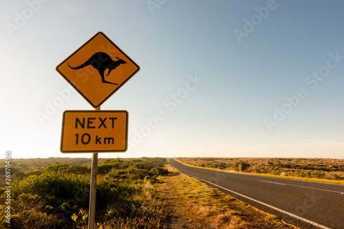  kangaroo crossing road sign